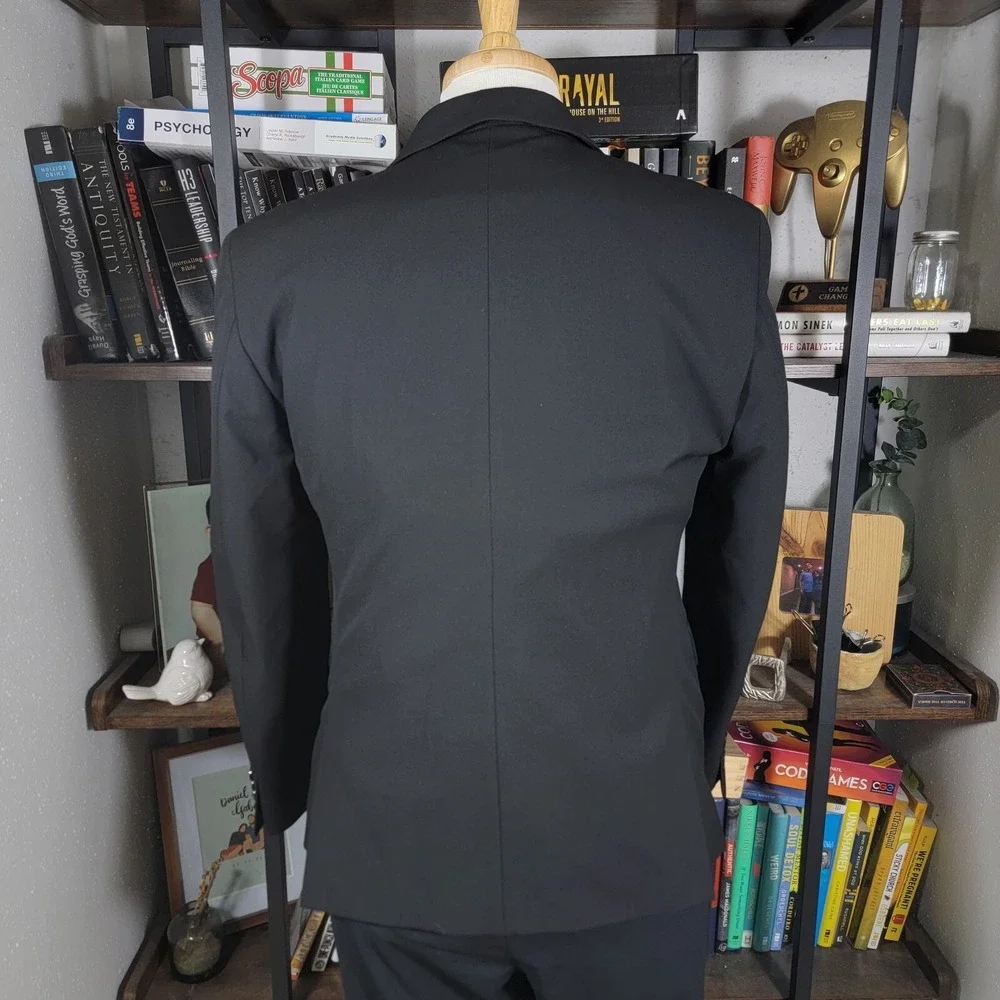 Van Heusen Flex Men's Sport Coat Blazer Two Button BLACK Slim‎ Fit Size 40S